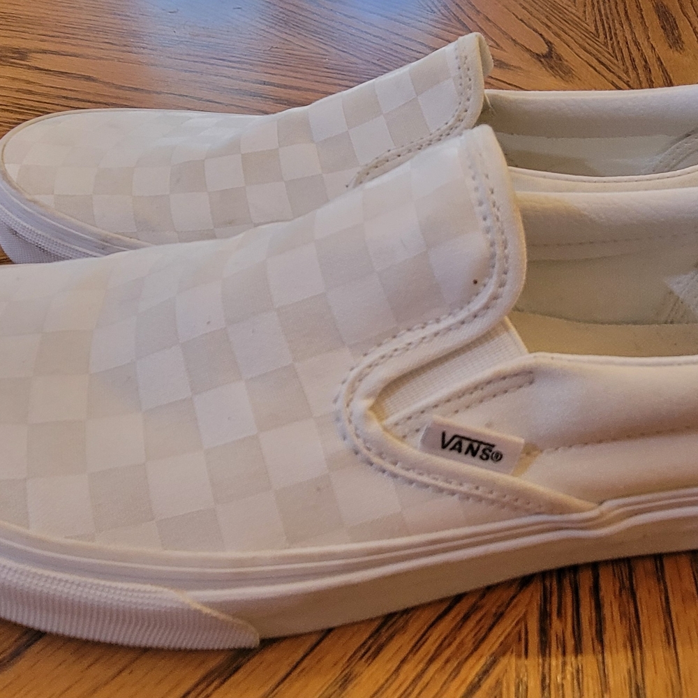 Vans Kids Checkered White Slip-On Sneakers
